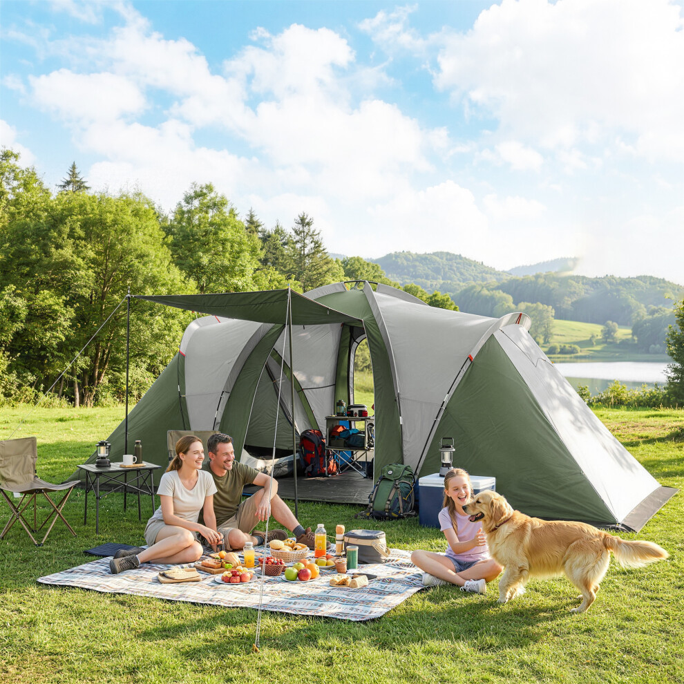 Outsunny Family Camping Tent 3000Mm Waterproof 8-12 Person Green