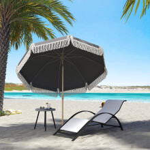 Outsunny 1.7 m Beach Umbrella, Adjustable Height Portable Parasol, Grey