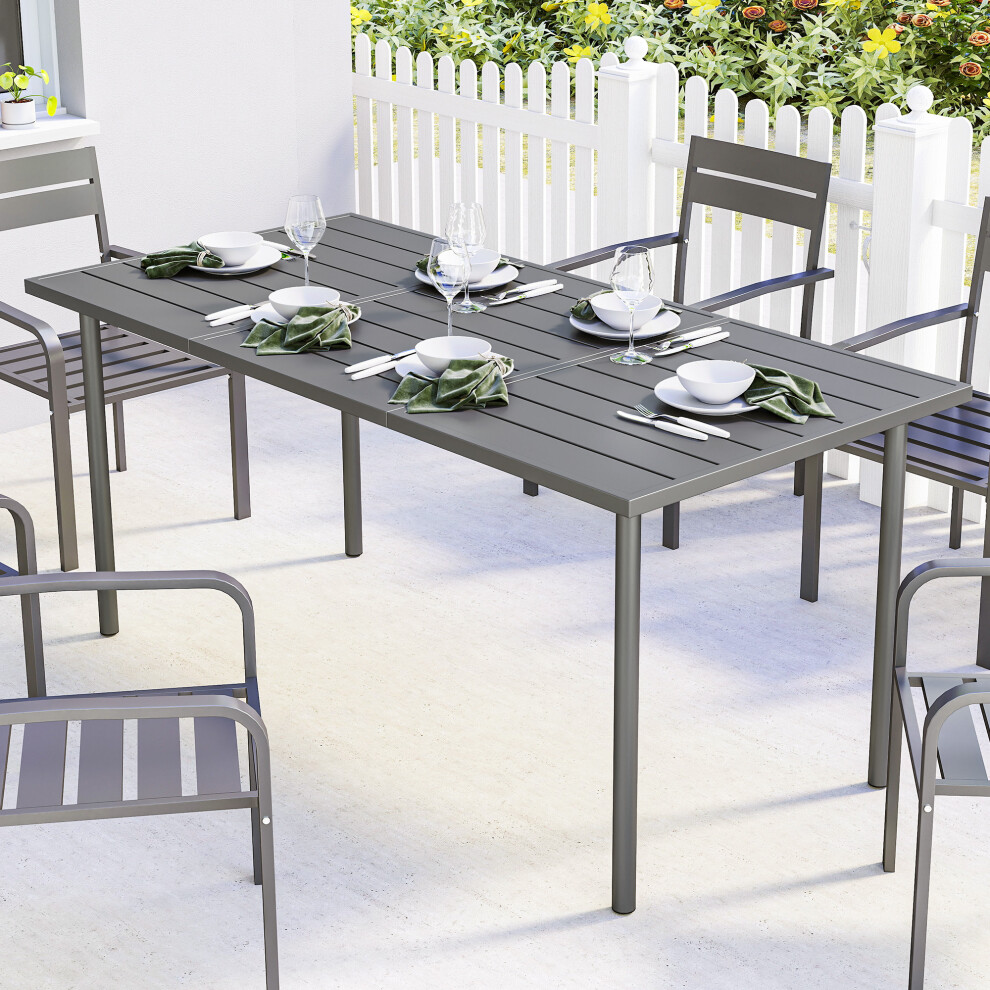 Outsunny Garden Dining Table For 6 Person, 165 X 80 Cm