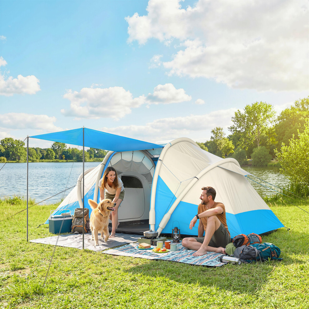 Outsunny Inflatable Tent Tunnel Design For 4 Person, Sky Blue