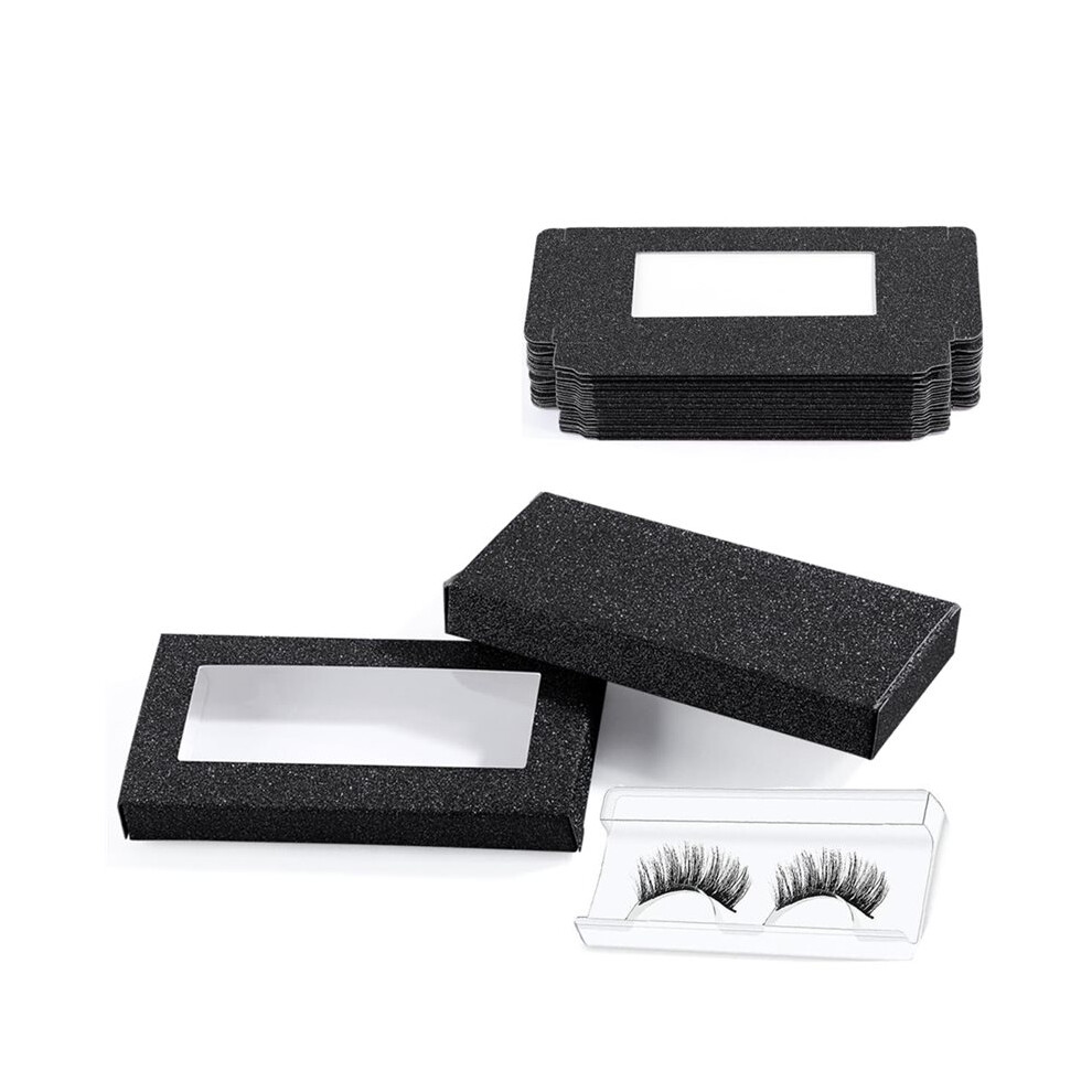 Tauoh Black 20 Pieces Lash Packaging Empty Eyelashes Packaging Box ,Empty Eyelash Boxes (Black)