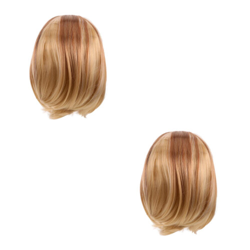 2Pièces Perruques Bob Synthétiques Blonde Pour Fête