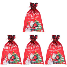 4Pièces Sacs Cadeaux Noël En Tissu À Pour Fête