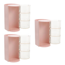 3Pièces Rangement Pinceaux Rose Rotatif Compartiments