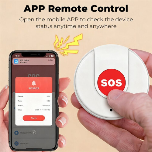 2PCS Tuya  WiFi SOS Button Emergency Wireless Security Alarm Panic Device for Safety  Life Remote 2