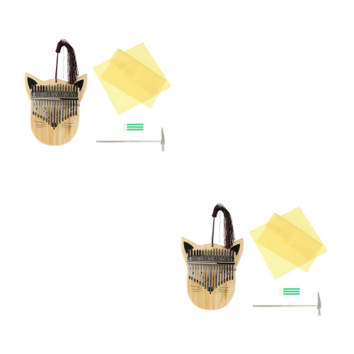2Ensembles Piano Pouce Bois Kalimba 17 Clés Pig Forme Son Clair