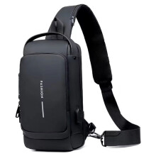 Bröstväska för Män - Stöldskyddsslinga med USB-Laddningsport, Messenger-Paket för Sport och Resor