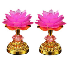2st LED Lotus Buddhist Lights Buddha Lotus Lamps Plug In eller Batteridriven Buddhist Lamp EU-Kontakt A