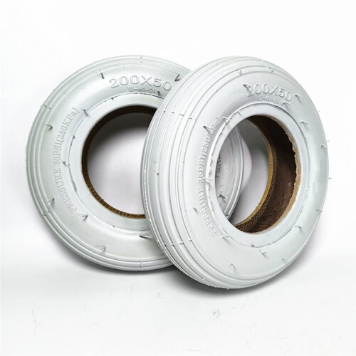 2 Pneus Externos Cinza de 8 Polegadas (200x50) para Roda Dianteira de Cadeira de Rodas Elétrica 2
