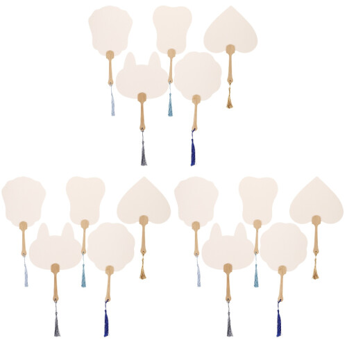 15Pièces Éventails Pliants Papier Bois Vierges DIY Déco Variée