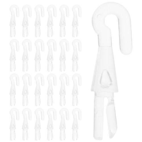 200Pcs Clear Plastic Curtains Wand Hooks for Blind Rods Elegant Design 1