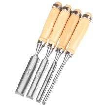 Set of 4 Wooden Chisel Set, Round, Curved Chisel Set, CR-V Steel Semicircular 6mm/12 Mm/18 Mm/24 mm for DIY Crafts