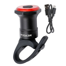 MEROCA Bicycle Tail Rear Light Auto Start Stop Brake USB Charge Cycling Taillight Bike Light Tube Black