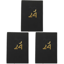 3Pièces Notepad 2024 En Noir Cuir Pour Gestion Temps