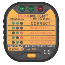 PEAKMETER US Plug Ground Checker PM6860EU Testador de Soquete com Detecção de Fase RCD de 30 MA Localizador de Disjuntor