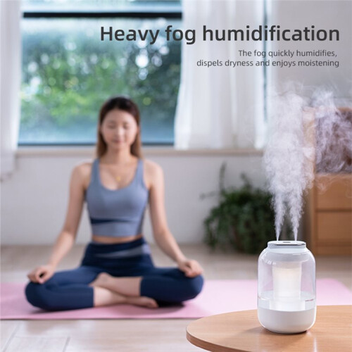 2L Luftfuktare med Dubbelmunstycke USB Aromdiffusor Eterisk Olja Renare Aromaterapi Mist Maker för Hemma Sovrum