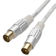 Pro HQ Metal RF TV Aerial Freeview Plug Video Coax Cable Fly Lead GOLD 2m White
