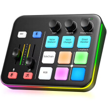 G1 NEO Gaming Audio Mixer,Custom Sound Effects RGB Streaming with XLR Microphone Audio Interface,for Game Voice,Podcast