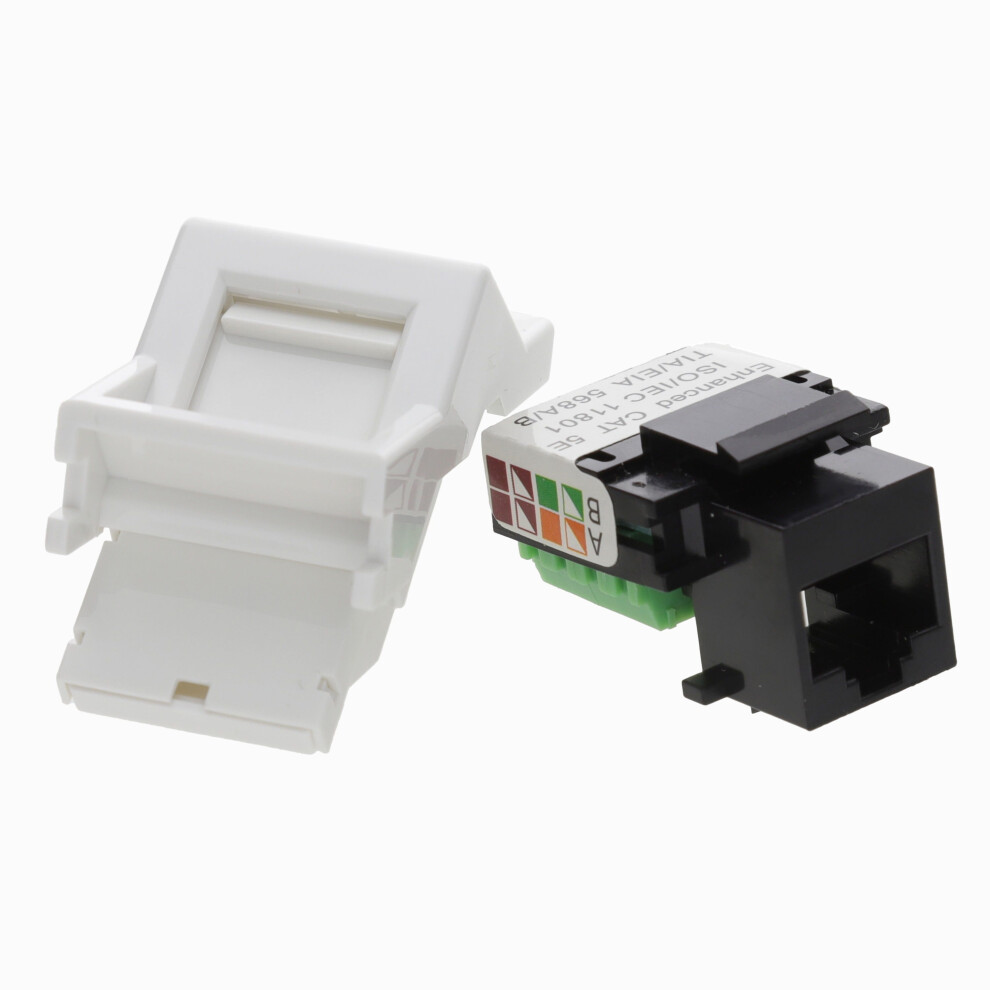Tuk Cat5e Keystone Module Screw Terminal With White Angled Euro Faceplate 5055386513373