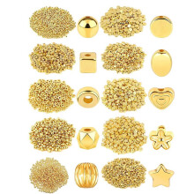 1500 PièCes 10 Styles Perles Entretoises en Or Assorties Fabrication de Bijoux Perles en Vrac pour Bracelet à Bricoler Soi-MêMe Collier Boucle