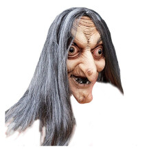 MáScara de Bruja Vieja Aterradora LáTex con Pelo Mueca de Halloween Fiesta Disfraz Cosplay MáScaras Accesorios