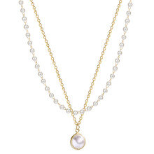 Super SchöNe Perle Doppel Halskette Luxus Perle AnhäNger Mode Frauen Halskette Party Geschenk Schmuck