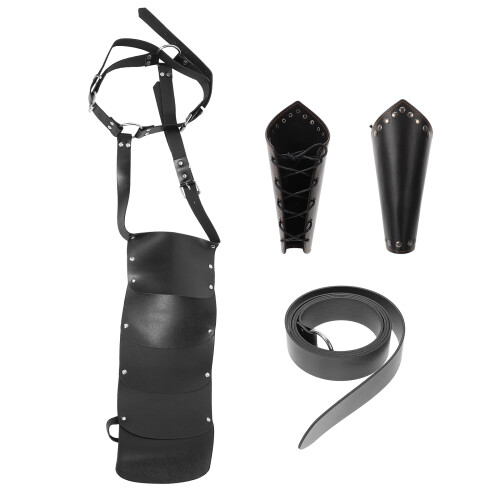 4Ensembles Accessoires Médiéval Noir PU Pour Cosplay 1