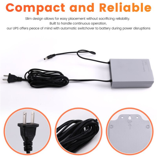 12V-2A Uninterruptible Power Supply for WiFi Modem Router Security Camera UPS Battery Backup Protector 3600mAh US Plug 1