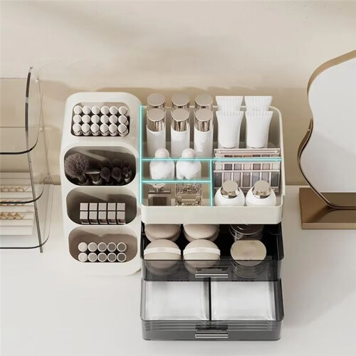 Drawer Style Makeup Storage Box Dormitory Organizer Plastic Cosmetics Skincare Dressing Table Desktop Sundrie Container 1