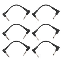 6 pezzi 15 cm Angolo retto 1/4 di pollice cavo patch per chitarra nero