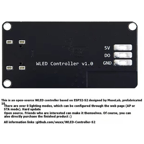 MuseLab Open-Source WLED-Controller WS2812B Lichtleisten-Controller RGB Vollfarbe B 1