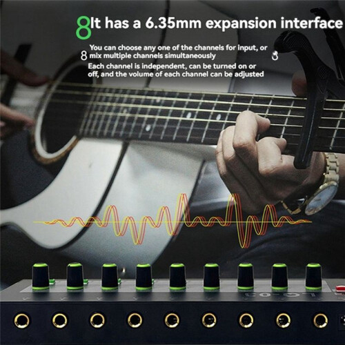 LQ-03 8Channel  Mixer Microphone Mixer Instrument Amplifier Audio Input Multifunctional Mixing Effect Device US Plug