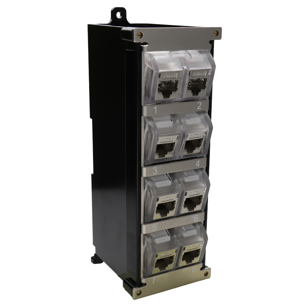 Tuk Din Rail Mount 8 Port Cat6a Shielded Keystone Coupler Patch Panel 5055386509284