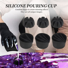 6 Pcs Split Cup for Paint Pouring 3 Flower Pour Cup 3 Paint Mixing Cup for Acrylic Paint Resin Pouring DIY Making Tools