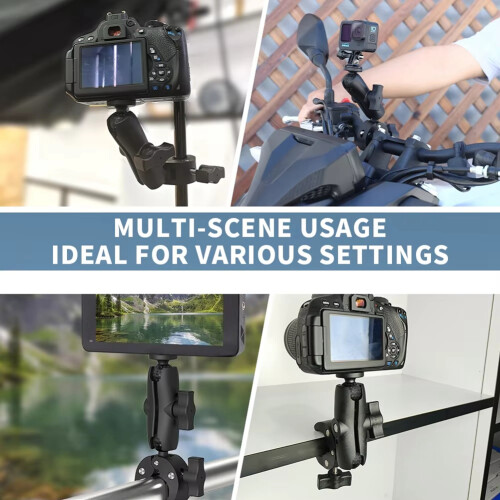 Scooter Action Camera Mount 360 Ballhead Magic Arm Double   Adapter for  for  Action Camera Clip 1