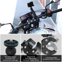 Scooter Action Camera Mount 360 Ballhead Magic Arm Double Adapter for for Action Camera Clip