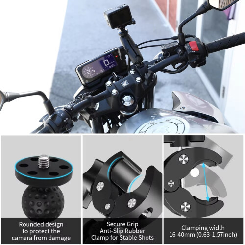 Scooter Action Camera Mount 360 Ballhead Magic Arm Double   Adapter for  for  Action Camera Clip