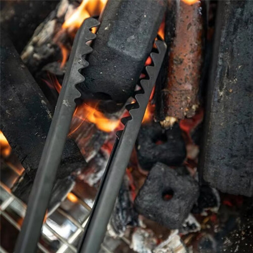 Multi-Functional BBQ Accessories, Thickened Stainless Steel Carbon Clip with Insulated Solid Wood Handle 2