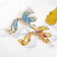 Enamel Phoenix Bird Brooches for Women Men Beauty Bird Party Office Brooch Pin Gifts C
