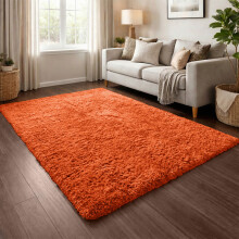 (Rust) Shaggy Rug 140x200cm (4.6ftx6.6ft) Luxury Faux Fur Area Rug - Super Soft Durable Carpet UK