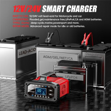15A Battery Charger, 12/24V Lead Acid Car Battery Charger, Automotive Jump , Upgraded Trickle Charger EU Plug
