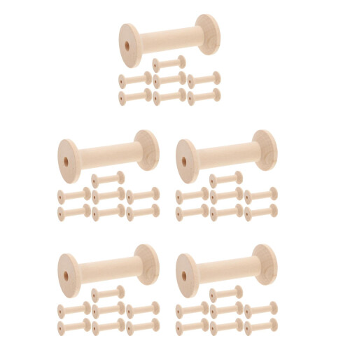 40Pcs Wood Empty Bobbins for Embroidery and Wire Weaving DIY Projects