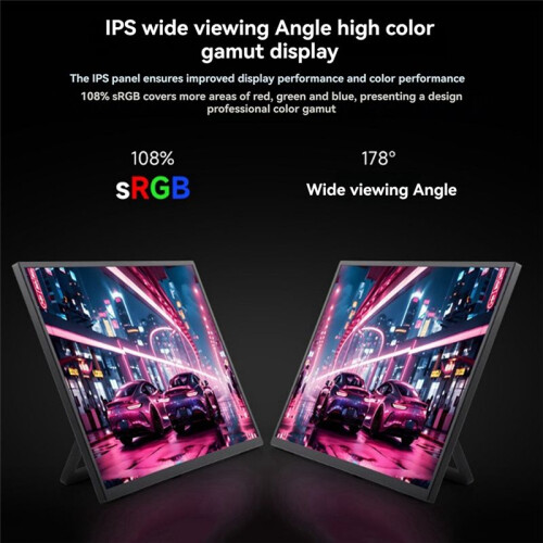 18.5 Inch Touch Screen LCD Portable Type-C/MiniHDMI-Compatible Interface IPS Display for Raspberry Pi 5, Mobile Phone EU 2