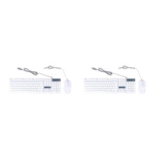 2Sets Ergonomic Gaming Keyboard Mouse White Rgb Backlit Waterproof