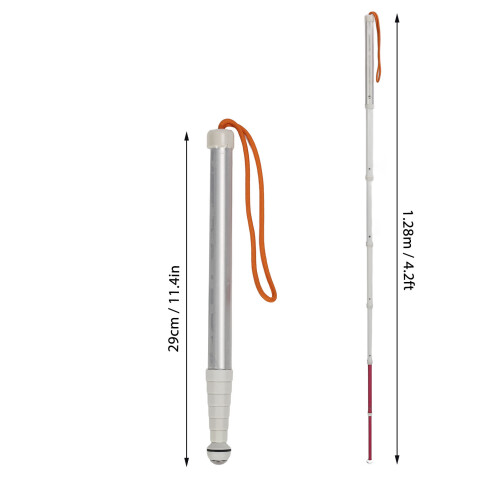 Telescopic Metal Blind Cane with Shockproof & Reflective Handle, 1.28m 1