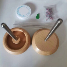 Perlenspinner für die Schmuckherstellung, HöLzerne Spinnperlenschale mit 2 Perlennadeln und Rocailles für ArmbäNder, DIY-Perlen