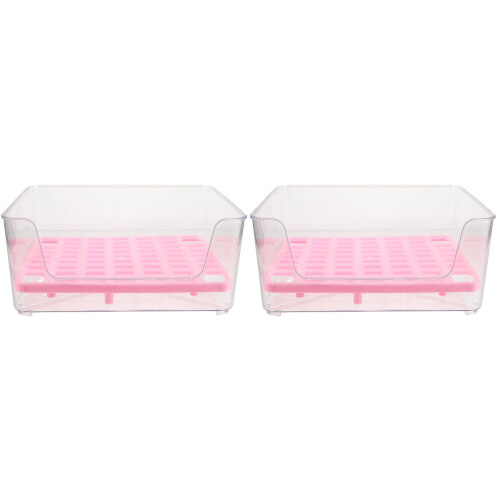2Pièces Bac À Litière Chat Portable Rose Anti-Éclaboussures