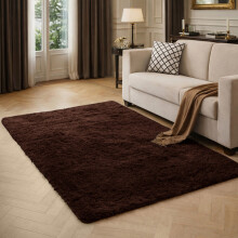 (Brown) Shaggy Rug 140x200cm (4.6ftx6.6ft) Luxury Faux Fur Area Rug - Super Soft Durable Carpet UK