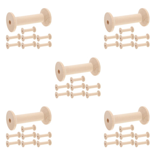 40Pcs Wood Empty Bobbins for Embroidery and Wire Weaving DIY Projects 2