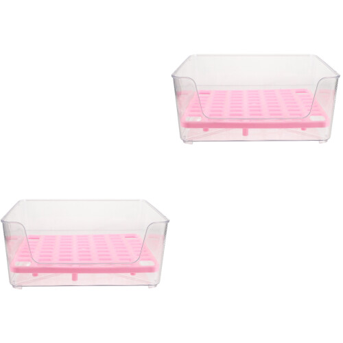 2Pièces Bac À Litière Chat Portable Rose Anti-Éclaboussures 2